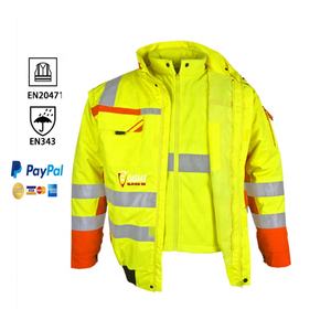 Pakistan Manufacturer Custom Logo-Production <b>Men</b> Hi-Vis Taped Safety <b>Jacket</b> With Stand-Collar <b>Reflective</b> Safety - Product Image 3