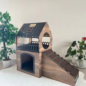 202406 Venta caliente diseño de lujo ecológico fácil de limpiar accesorios para mascotas casa para gatos cama casa de madera conejo gato y perro casa - Product Image 1