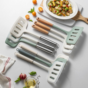 BPA Free Large Food Grade <b>Silicone</b> Slotted Turner Spatula Wooden Handle Heat Resistant Non Stick Stir Fry Cooking <b>Tool</b> - Product Image 3