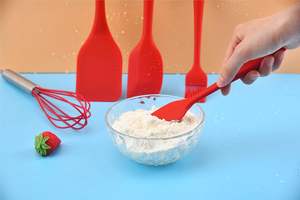 Ensemble de 5 spatules de cuisine pour la maison et la cuisine, résistantes à la chaleur, en silicone alimentaire, ustensiles de cuisine avec poignées en bois et en plastique - Product Image 6