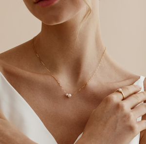 Collana minimalista di perle d'acqua dolce argento puro rotonda di 2 perle collana di perle collana di perle quotidiane gioielli di alta qualità - Product Image 4