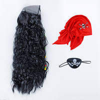 Peluca de Carnaval para mujer, gorro con trenzas, Cosplay de pirata, pañuelo para la cabeza, máscara para ojos, accesorios de disfraz de halloween
