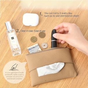 Mini Pocket <b>Tissue</b> Holder Reusable Zippered <b>Tissue</b> Bag Sleeve Portable PU Leather <b>Paper</b> Towel Wallet Makeup Pouch - Product Image 3
