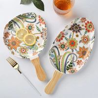 Assiette à dîner en mélamine colorée personnalisable avec poignée en bois écologique, gravure de motifs végétaux, pour les fêtes et les restaurants