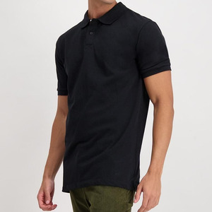 เสื้อโปโลแขนสั้นสีดำสำหรับผู้ชาย ทรงลำลอง ผ้าฝ้าย เสื้อกอล์ฟ - Product Image 3