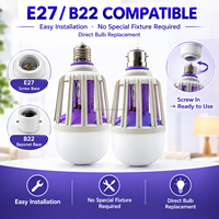 Lampe anti-moustiques LED UV E27 220V AC 15W à intensité variable certifiée RoHS, piège à insectes, tue-mouches, veilleuse pour jardin et bébé