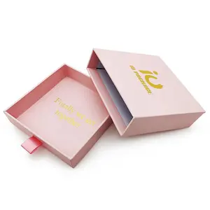 Custom luxury square cardboard paper small thin slider jewelry box drawer type jewellery gift packaging boxes with handles