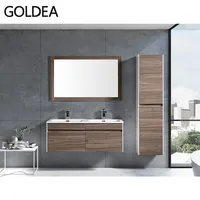 Venta al por mayor, mueble de baño de MDF moderno con diseño de lavabo doble para hotel