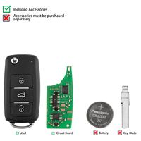 Clé télécommande universelle KEYDIY KD NB08-3 à 3 boutons pour Volkswagen, lame HU66, programmation de clé OBD, lot de 5