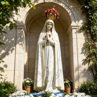 Statue de la Vierge Marie en marbre blanc sculptée à la main, style classique religieux, décoration intérieure d'église sur mesure, avec couronne