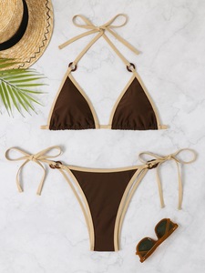 New European American Style Sexy Solid Color Split Bikini Straps Womens Swimsuit Polyester/Nylon - Product Image 4