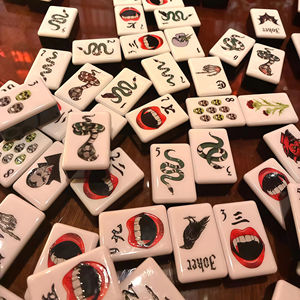 Juego de Mahjong Americano Negro con Temática de Halloween - Juego de Mahjong de Acrílico - Mesa de <span class=keywords><strong>Casino</strong></span> para Mahjong y Ajedrez Internacional - Product Image 5