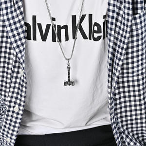 Collar con Colgante de Martillo de Thor, Acero de Titanio, Joyería Hip Hop para Hombre, Cadena de Regalo, Color Plata, Oro, Negro, Diseño Geométrico - Product Image 2