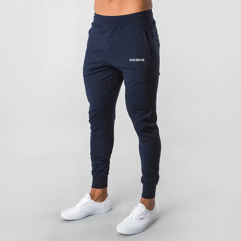 Pantalon de jogging décontracté pour hommes, élastique, en coton, noir, survêtement, de Fitness, d'entrainement,