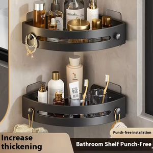 Hot Selling Modern Design Plastic Punching Metal Corner <b>Shelf</b> <b>Wall</b> <b>Mounted</b> Storage Rack Bathroom Home Hotel Shower Room - Product Image 4