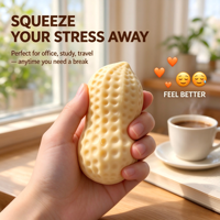 Jouet anti-stress en forme d'arachide à remontée lente avec son craquant en TPR pour la vente en gros OEM ODM