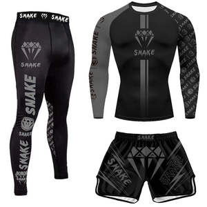 Personalizado Unisex Jiu Jitsu Rashguard uniformes pantalones cortos <span class=keywords><strong>de</strong></span> boxeo conjunto <span class=keywords><strong>Muay</strong></span> <span class=keywords><strong>Thai</strong></span> MMA UFC BJJ estiramiento ligero Sportwear - Product Image 5