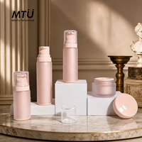 Ensemble d'emballages cosmétiques portables de luxe en plastique PP vide, flacon et pot à crème mats pour soins de la peau, avec logo personnalisé imprimé en sérigraphie, en stock