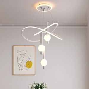 Lampes suspendues pour décor à la maison Restaurant Creative Nordic Living Room Glossy LED Pendant Chandelier - Product Image 3