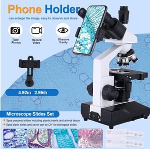 Microscopio Composto Trinoculare ad Alta Potenza 40X-5000X Ingrandimento, Schermo HD da <span class=keywords><strong>7</strong></span> Pollici con Supporto per Display Esterno, Base Meccanica a Doppio Stadio - Product Image 5