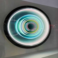 Grand miroir tunnel LED 3D rectangulaire pour la décoration de hall d'hôtel, design mural de luxe