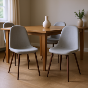 Ensemble de 2 chaises de salle à manger en tissu gris clair, pieds en noyer foncé, style moderne, pour salon et restaurant - Product Image 2