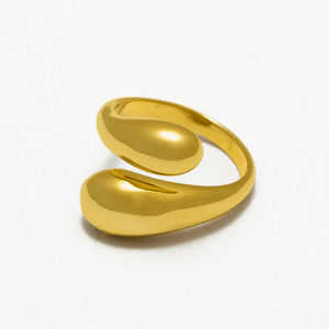 Bán Buôn 925 Sterling Bạc Tùy Chỉnh Có Thể Điều Chỉnh Nước Drop Shape Nhẫn Phụ Nữ Đơn Giản Mịn Điêu Khắc Crossover Nhẫn Cho Cô Gái - Product Image 2