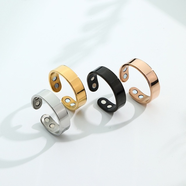 Personality Fashion Therapy Two Magnets Ring Health Care Double Magnet Anti-Anxiety Ring Stainless Steel Magnetic Therapy Ring