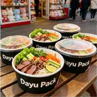Bol en papier double commercial, résistant à la graisse, étanche, biodégradable, recyclable, écologique, de qualité alimentaire, en gros