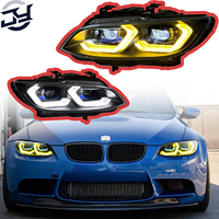 Feux avant JY pour BMW Série 3 E92 2007-2010, ensemble de phares E93 M3 bicolores modifiés, style cuillère à yeux dorés, lentille laser, DRL LED pour voiture