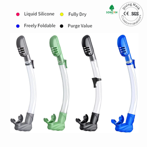 Respirator PVC silikon aman untuk makanan, Respirator menyelam Skuba lipat tanpa penahan air, selang pernapasan untuk memancing dengan tombak, Snorkel selam bebas - Product Image 1