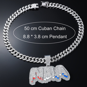 Colliers pendentifs en argent sterling N-ba avec diamants, style hip-hop, chaîne cubaine, bijoux pour hommes, cadeaux d'anniversaire, vente en gros d'usine - Product Image 5