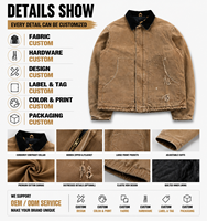 Veste de travail en toile de canard personnalisée, épaisse et de haute qualité, pour homme, style décontracté, effet vieilli, pour charpentier, chauffeur de camion, ouvrier