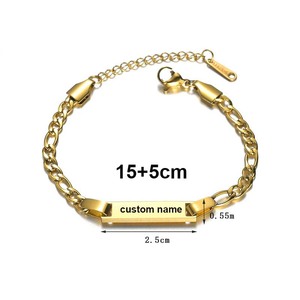 <span class=keywords><strong>Braccialetto</strong></span> Personalizzato con Nome per Bambini Fai-da-Te, Placcato Oro 18k in Acciaio Inossidabile, Gioielli con Targhette Metalliche Personalizzate - Product Image 5