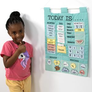 Tableau mural interactif en tissu pour l'apprentissage du calendrier, avec poches, pour la gestion du temps des tout-petits, des enfants et des élèves de maternelle - Product Image 6