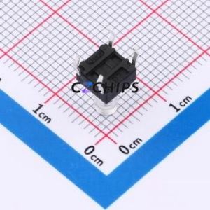 TSA06131-100B332CN Tactile Switch Through hole-4P,6.1x6.1mm Switch Single Pole Single Throw Round Button 1.8N 6.1mm - Product Image 2