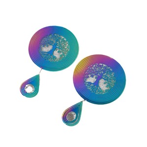 Carillon éolien en métal coloré, pendentif, disque rotatif 3D, design mandala nordique, décoration de jardin extérieur - Product Image 5