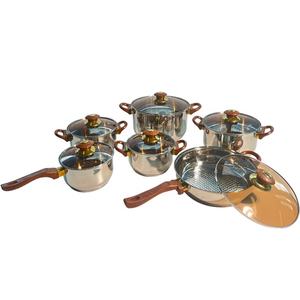 ชุดเครื่องครัวเตาแม่เหล็กไฟฟ้าสแตนเลส12ชิ้น2024สินค้ายอดนิยมของม้าตัวแรกหม้อทำความสะอาดเครื่องล้างจาน - Product Image 3