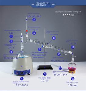 Dispositivo de Destilación al Vacío Sólido <span class=keywords><strong>Lilu</strong></span>, Destilador de Vidrio de Laboratorio a Presión Atmosférica, Equipo de Destilación con Calentamiento, 500 ml, 1 Año - Product Image 2