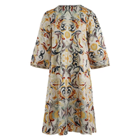 HAPA OEM/ODM Robe personnalisée pour filles, style ethnique arabe, en mousseline imprimée, avec dentelle, col rond, manches bouffantes, respirante, longueur genou, collection printemps