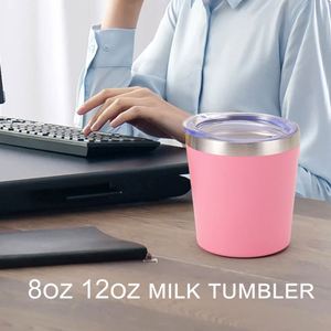 Custom logo 8oz 12oz <b>Coffee</b> Cup Insulated Tumbler Wholesale Bulk Stainless Steel Vacuum Milk Cup for Kids Tumbler with Lid - Product Image 5