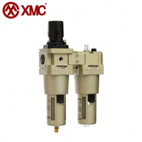 XMC-Regulador de filtro de humedad de aire comprimido FRL neumático de 2 piezas, lubricador, bobina de solenoide, filtro de compresor