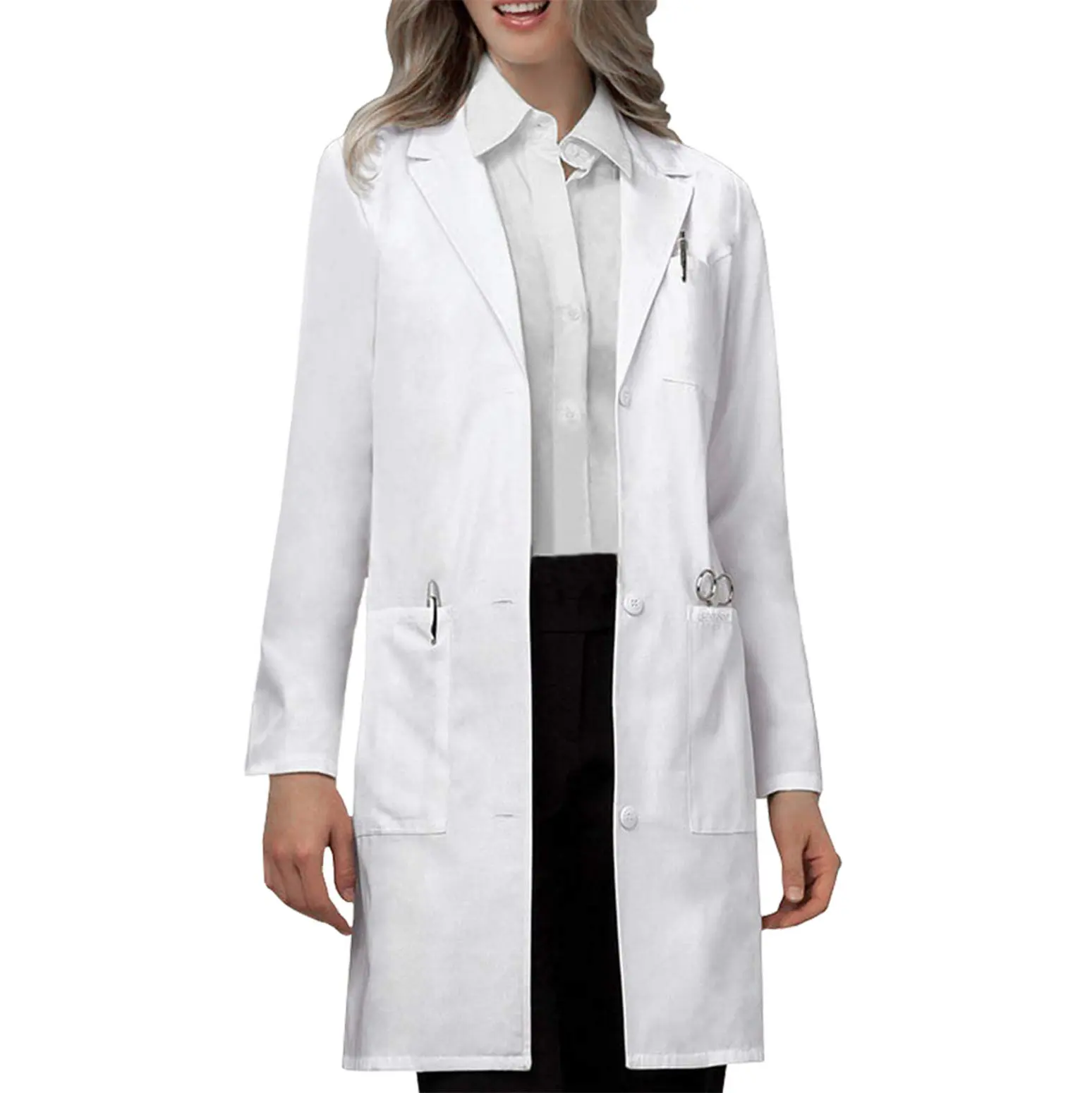 Blouse de laboratoire professionnelle pour femmes hommes à manches longues blanc unisexe hôpital clinique pour animaux de compagnie médecin infirmière portant uniforme uniforme médical