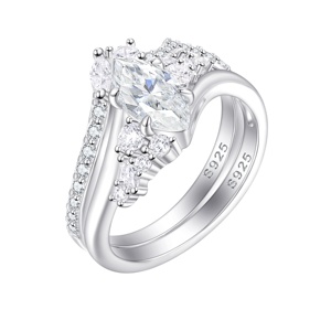 Custom Jewelry Wholesale 925 Sterling <b>Silver</b> Marquise Diamond Stackable <b>Ring</b> Designer Fashion CZ Bridal <b>Ring</b> Anniversary Gift - Product Image 2