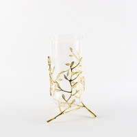 Vase à fleurs en verre Art Déco moderne en gros avec base en aluminium finition or, idéal pour la décoration de table centrale
