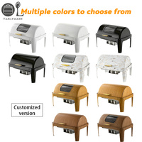 9L Black Modern Hotel Roll Top Chafing Dishes Pabrik Kustomisasi Set Buffet Mewah Peralatan Pemanas Suhu Otomatis