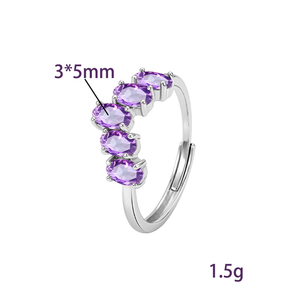 9 Bagues Minimalistes en Argent Sterling 925, ajustables, avec pavé de pierres naturelles ovales 3*5mm en forme de V, anti-ternissement, tendance, pour occasions décontractées et festives - Product Image 6