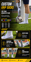 Chaussettes de football personnalisées - Matière Spandex Écologique et Respirante Antidérapantes Personnalisation du logo pour les designs d'équipe