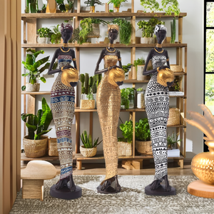 Escultura de Personaje de Película Televisada Pintada a Mano, Estilo Retro Africano Ecológico, Artesanía de Resina Negra para Sala de Estar - Product Image 2