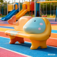 Banc personnalisé en fibre de verre sur le thème du lapin et de la carotte, canapé d'extérieur et siège à dossier de style dessin animé pour enfants pour centre commercial